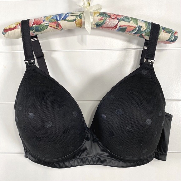 Cake Lingerie Womens Mousse Nursing Bra sz 32D Black NWT Polka Dot Full Coverage - Picture 1 of 16